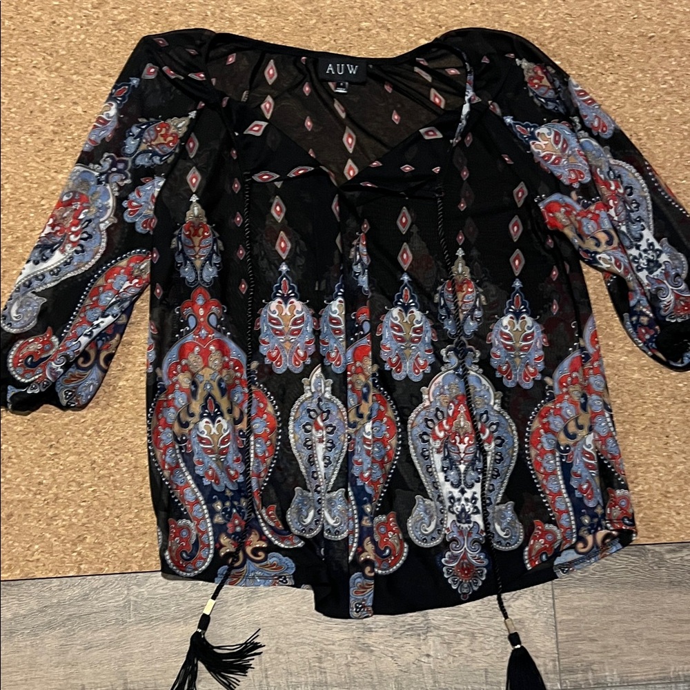 AUW Women's Multicolor Paisley Blouse